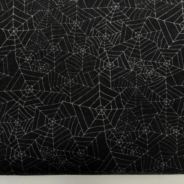 Baumwolle / Webware Spinnennetz grau auf schwarz
