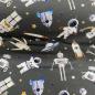 Preview: Jersey Astronauten, Raketen und Roboter auf dunkelgrau