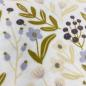 Preview: Jersey zarte Blumen und Blätter in flieder und rose auf weiß mit Glitzerdruck