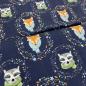 Preview: Jersey Fuchs und Waschbär mit Schal auf blau