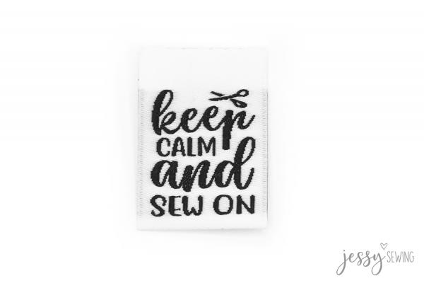 Weblabel "keep calm and sew on"