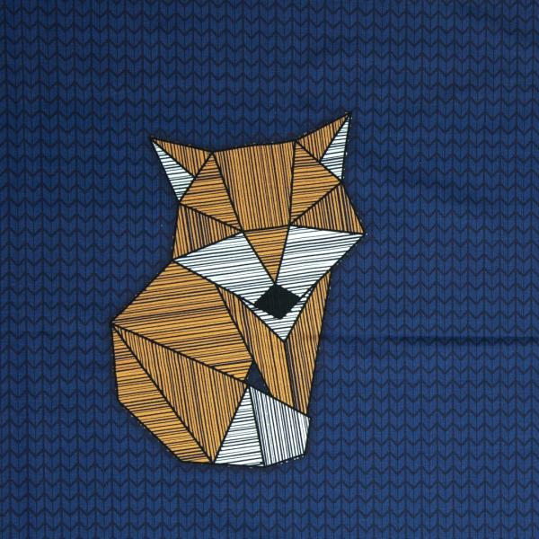 Modal French Terry Panel ca. 0,75 x 1,5 m Cozy Big Fox by lycklig design blau