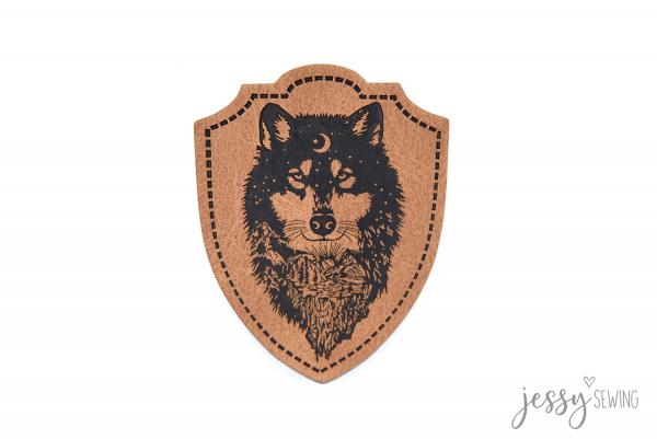 Kunstlederlabel "Wappen Wolf"