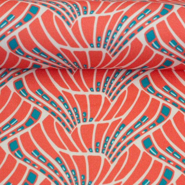 Preview: Viskose Vienna by bienvenido colorido coral petrol