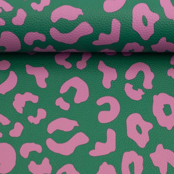 Kunstleder Leo dunkelmint rosa