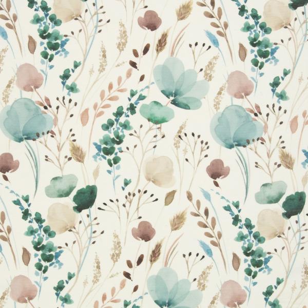 beschichtete Baumwolle Gräser petrol beige