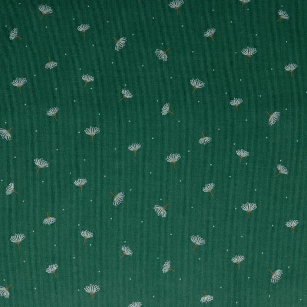 Babycord - grün mit Glitzer Pusteblumen