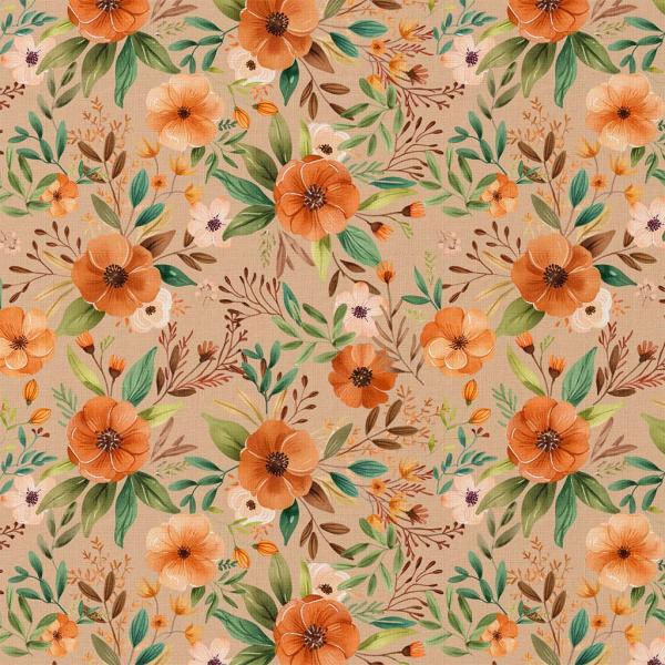 Popeline / Webware Blumen orange terracotta Töne