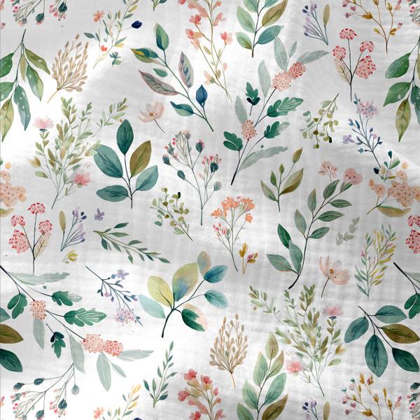 Musselin Blumen auf weiß