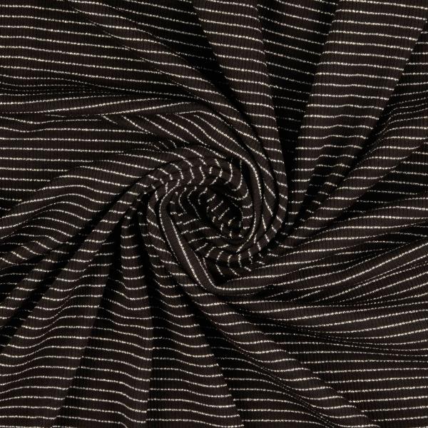 Jersey Lurex schwarz mit silbernen eingewebten Streifen