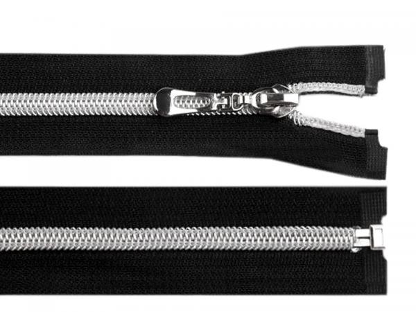 Reißverschluß teilbar 80 cm Länge schwarz silber