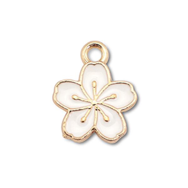 Anhänger Metall Blume gold weiss