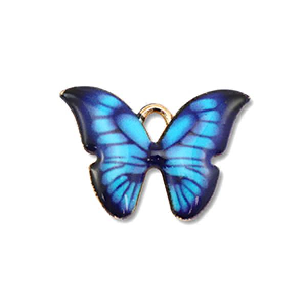 Anhänger Metall Schmetterling blau gold