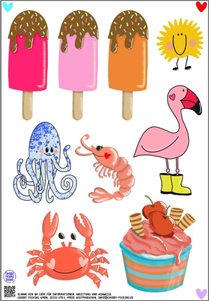 Bügelbilder Set A4 "Eis / Flamingo"