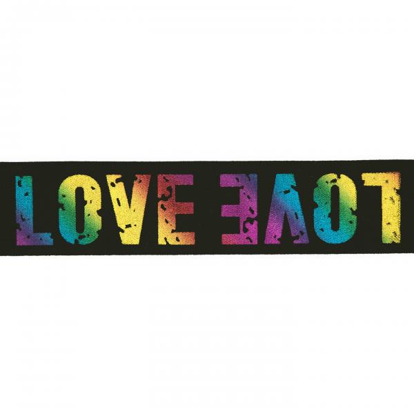 Gummiband "Love" Regenbogenaufdruck 4cm