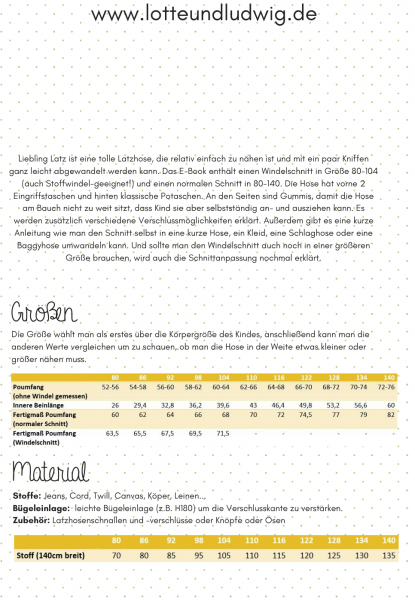 Papierschnittmuster Lotte & Ludwig Lieblingslatz