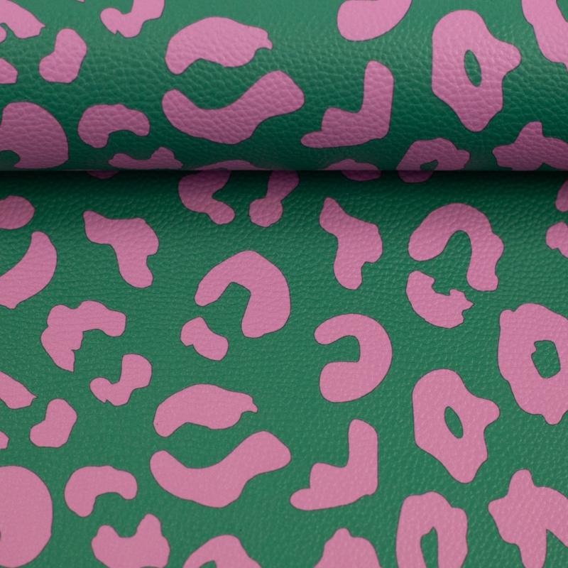 Kunstleder Leo dunkelmint rosa