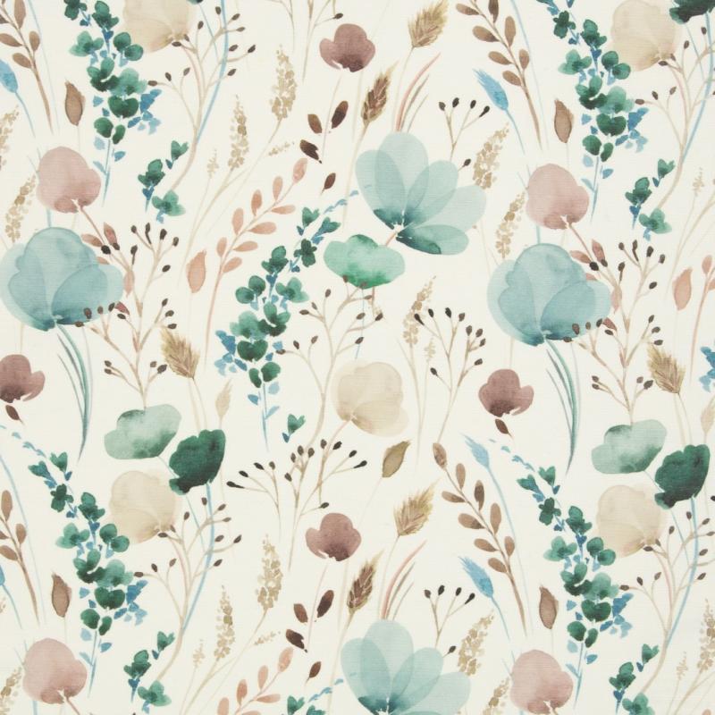 beschichtete Baumwolle Gräser petrol beige