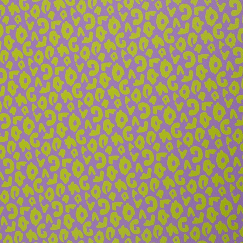 Kunstleder Leo flieder / neon *Fehlerhaft*