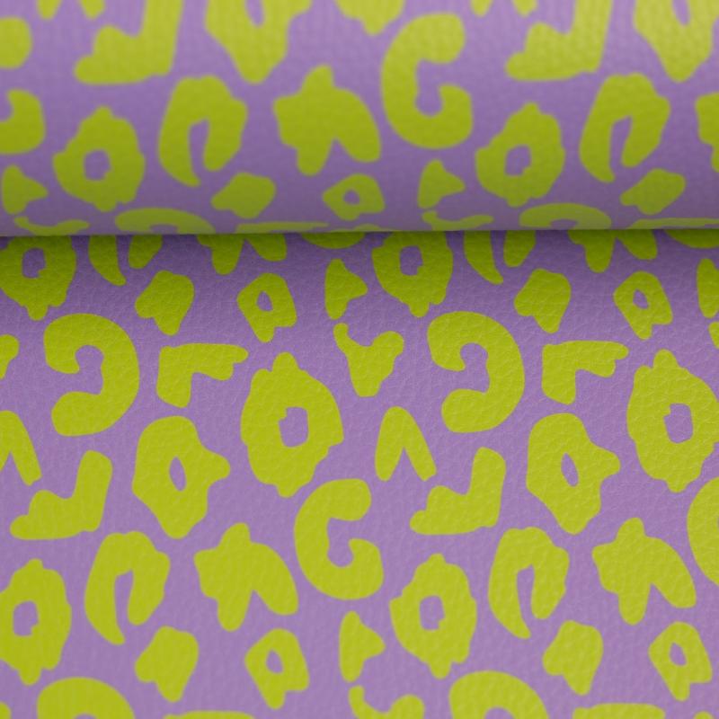 Kunstleder Leo flieder / neon *Fehlerhaft*