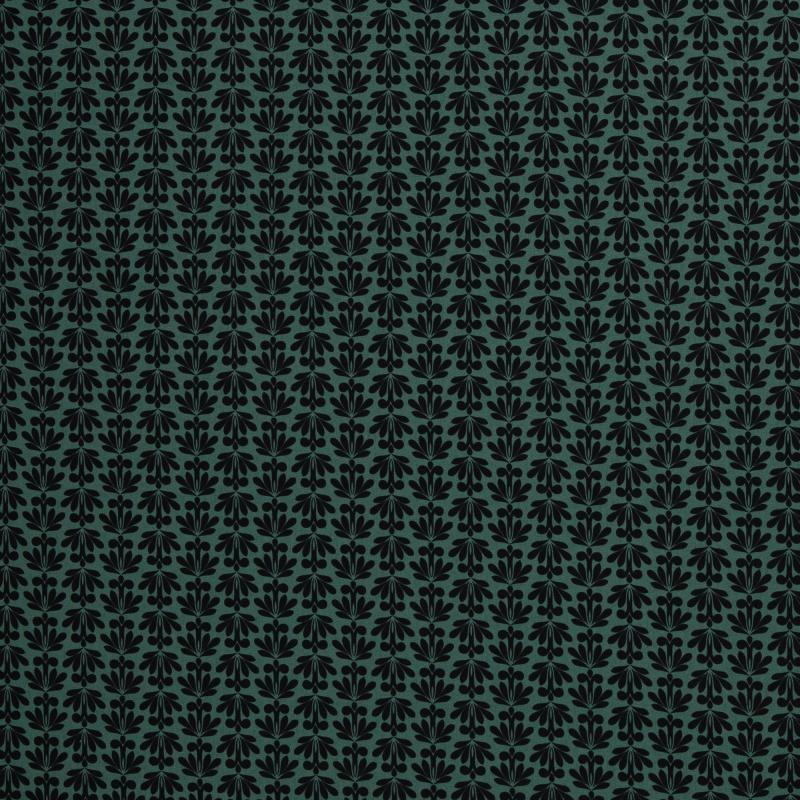 Popeline / Webware Ornamental Flowers smaragd schwarz
