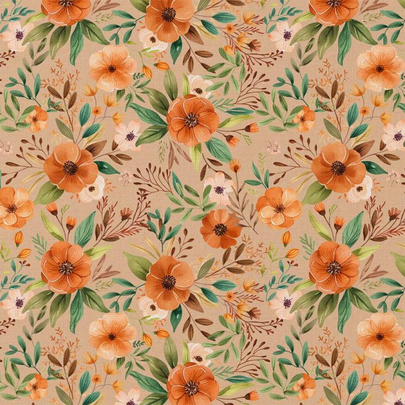 Popeline / Webware Blumen orange terracotta Töne
