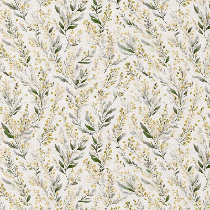 Popeline / Webware Blätter auf creme