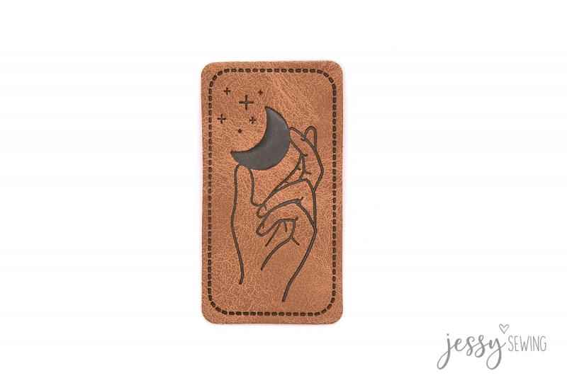 Kunstlederlabel "Hands with Moon"