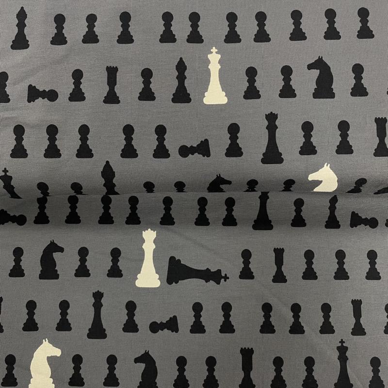Jersey Schach / Schachfiguren auf grau