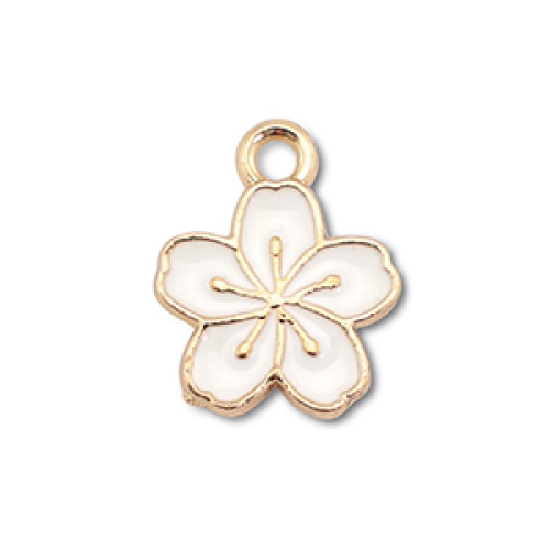 Anhänger Metall Blume gold weiss