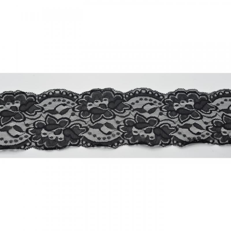 Spitzenband elastisch 10 cm schwarz