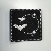 Kunstlederlabel "Fledermaus" schwarz mit silber