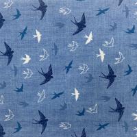 Baumwolle/ Webware Schwalben auf blau