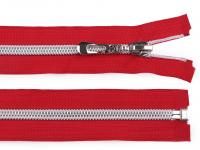 Reißverschluß teilbar 70 cm Länge rot silber