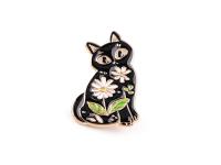 Pin / Anstecker "Katze Blumen"
