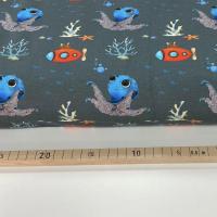 French Terry / Sommersweat Baby Oktopus auf grau