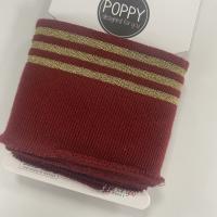 Cuff Bündchen rot mit goldenen Streifen
