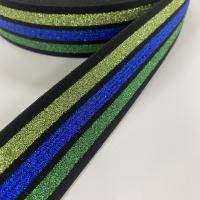 Gummiband schwarz mit Grüntönen und blau 4cm