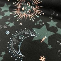Robert Kaufman Baumwolle/ Webware Moonlight schwarz mit smaragd und metallic